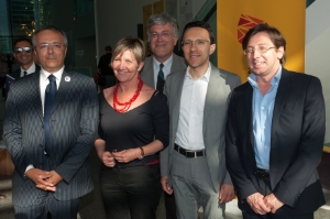 Kulturhauptstadt im Museion: Nicola Trombetta, Patrizia Trincanato, Alexander Prinoth, Christian Tommasini und Alberto Cassani (von links). Foto: DiKOM/ohn.