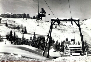 Innovative Ideen von damals: Sessellift Monte Piz auf der Seiser Alm 1949.