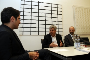 Export-Treffen: LH Kompatscher mit EOS-Präsident Giudiceandrea und Direktor Prast (Foto: DiKom/ohn)