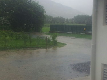 Murgang und Überschwemmung am Platzuterwaldbach und am Muntatschinigbach wegen der starken Regenfälle am 20. Mai.