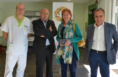 Besuch des Zentrums für Podologie Südtirol in Bozen:  Oskar Unterfrauner, Eduard Egarter Vigl, Martha Stocker und Stefano Ruele