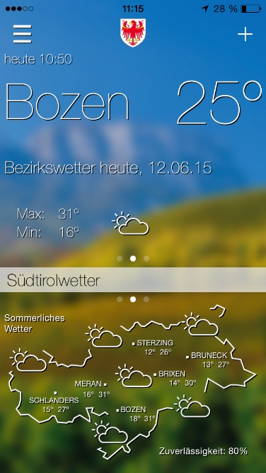 Nun in neuer Version: die App "Wetter Südtirol"