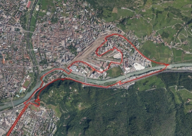 Die Zone der Stadt Bozen, die in der neuen Katastermappe ersichtlich ist (Foto: Katasteramt Bozen)