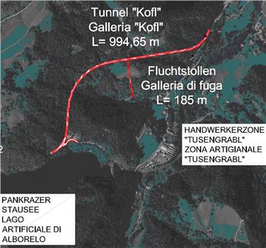 Der Verlauf des neuen Tunnels auf der Ultner Landesstraße
