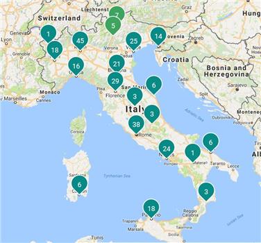 Die Italien-weite Verteilung der Olympiateilnehmenden 2016