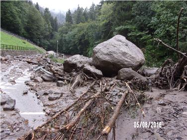 Verheerend waren die Folgen des Starkregens am 5. August in den Gemeinden Riffian und Kuens. Foto: LPA/Landesamt für Wildbach- und Lawinenverbauung West
