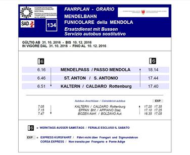 Fahrplan der Busse