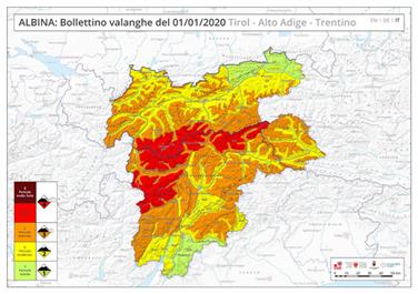 Zentrale Aufgabe des Projektes "Albina" ist es, die drei Lawinenwarndienste in Tirol, Südtirol und im Trentino zu vernetzen; im Bild der Entwurf für den Euregio- Lawinenlagebericht. Foto: LPA/Lawinenwarndienst Südtirol